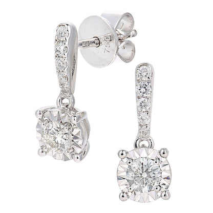 18ct White Gold  Round 1/4ct Diamond Solitaire Drop Earrings - PE0AXL5750W18