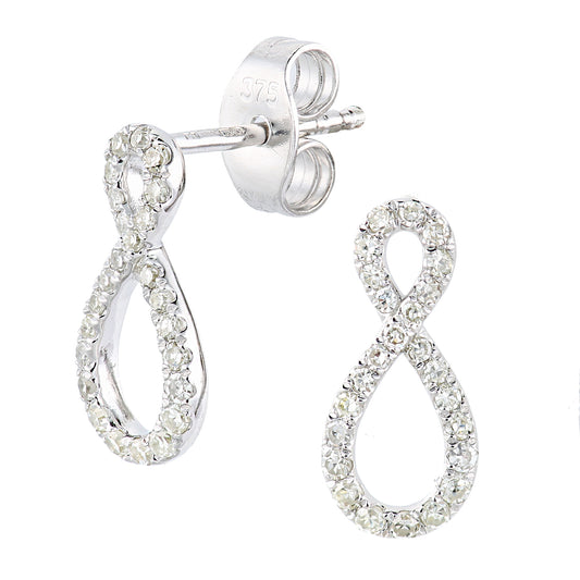 9ct White Gold  Round 20pts Diamond Infinity Stud Earrings - PE2AXL0149W