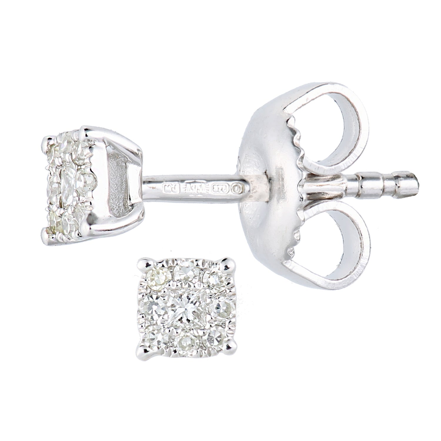 9ct White Gold  Princess Diamond Diamond Solitaire Stud Earrings - PE2AXL0150W