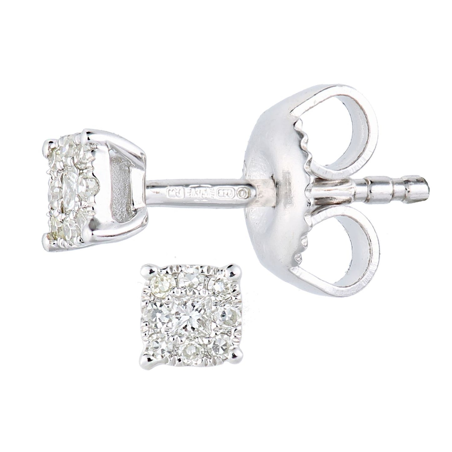 9ct White Gold  Princess Diamond Diamond Solitaire Stud Earrings - PE2AXL0150W