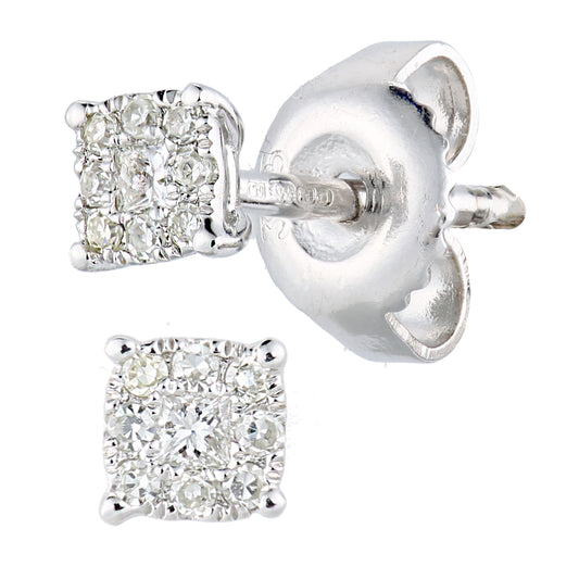 9ct White Gold  Princess Diamond Diamond Solitaire Stud Earrings - PE2AXL0150W