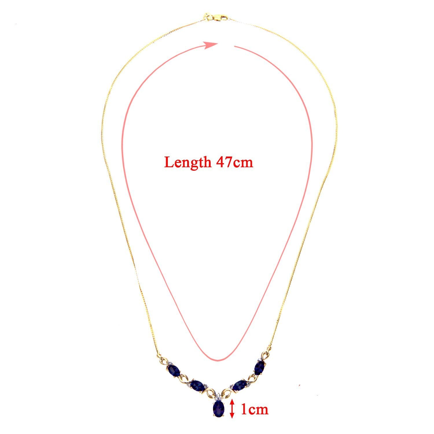 9ct Gold  Diamond Oval Sapphire Swirly Dabba Delta Necklace 18" - PNEAXL01056YSA