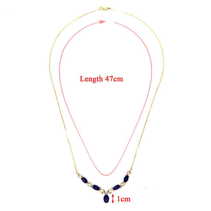 9ct Gold  Diamond Oval Sapphire Swirly Dabba Delta Necklace 18" - PNEAXL01056YSA