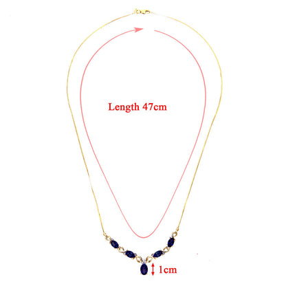 9ct Gold  Diamond Oval Sapphire Swirly Dabba Delta Necklace 18" - PNEAXL01056YSA