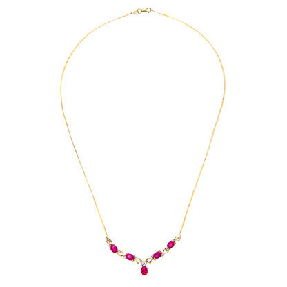9ct Gold  Diamond Oval Ruby Swirly Dabba Delta Necklace 18" - PNEAXL01075YRU