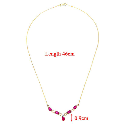 9ct Gold  Diamond Oval Ruby Swirly Dabba Delta Necklace 18" - PNEAXL01075YRU