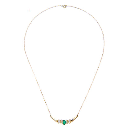 9ct Gold  Diamond Oval Emerald Viking Horns Lavalier Necklace 18" - PNEAXL01132YEM