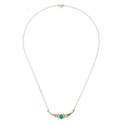 9ct Gold  Diamond Oval Emerald Viking Horns Lavalier Necklace 18" - PNEAXL01132YEM