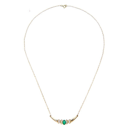 9ct Gold  Diamond Oval Emerald Viking Horns Lavalier Necklace 18" - PNEAXL01132YEM