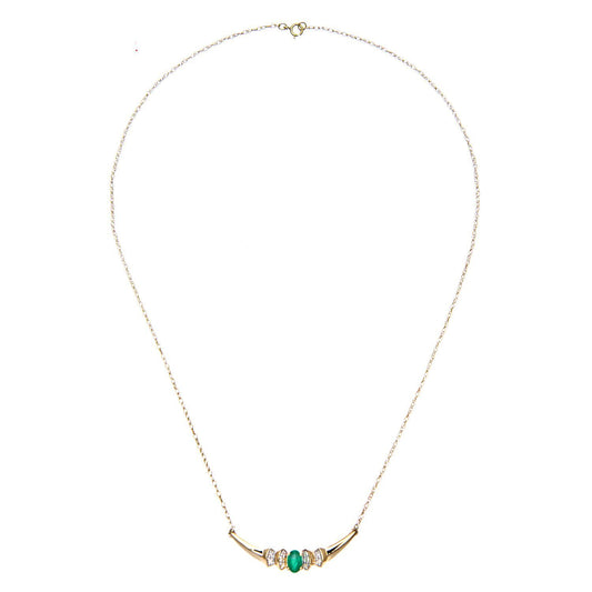 9ct Gold  Diamond Oval Emerald Viking Horns Lavalier Necklace 18" - PNEAXL01132YEM