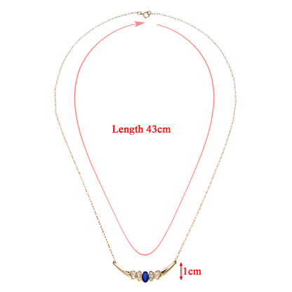 9ct Gold  Diamond Oval Sapphire Viking Horns Lavalier Necklace 18" - PNEAXL01132YSA