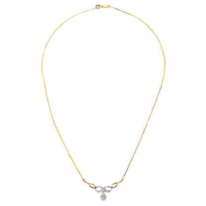 9ct Gold  Round 10pts Diamond Kiss Lavalier Necklace 18 inch - PNEAXL01226Y