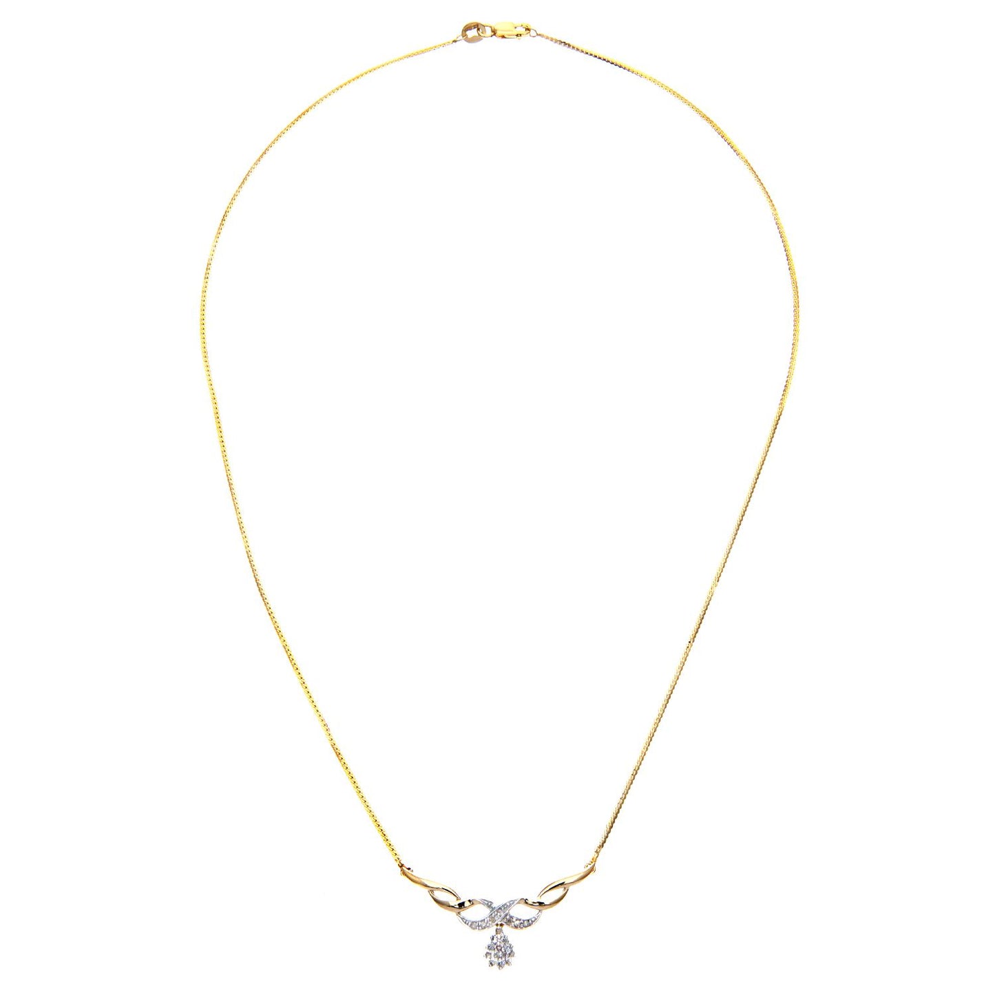 9ct Gold  Round 10pts Diamond Kiss Lavalier Necklace 18 inch - PNEAXL01226Y