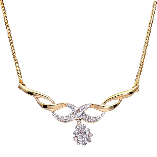 9ct Gold Round 10pts Diamond Kiss Lavalier Necklace 18 inch - PNEAXL01226Y