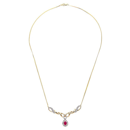 9ct Gold  Diamond Oval 0.48ct Ruby Infinity Lavalier Necklace 18" - PNEAXL01240YRU