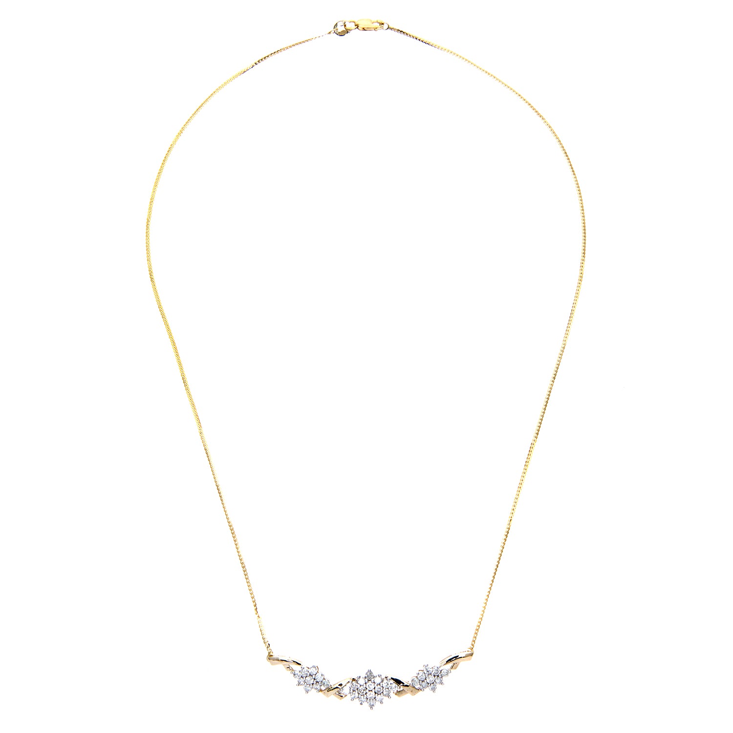 9ct Gold  Round 1ct Diamond Cluster Lavalier Necklace 18 inch - PNEAXL01282Y
