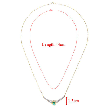 9ct Gold  Diamond Oval 1/4ct Emerald Teardrop Necklace 18" - PNEAXL01390YEM