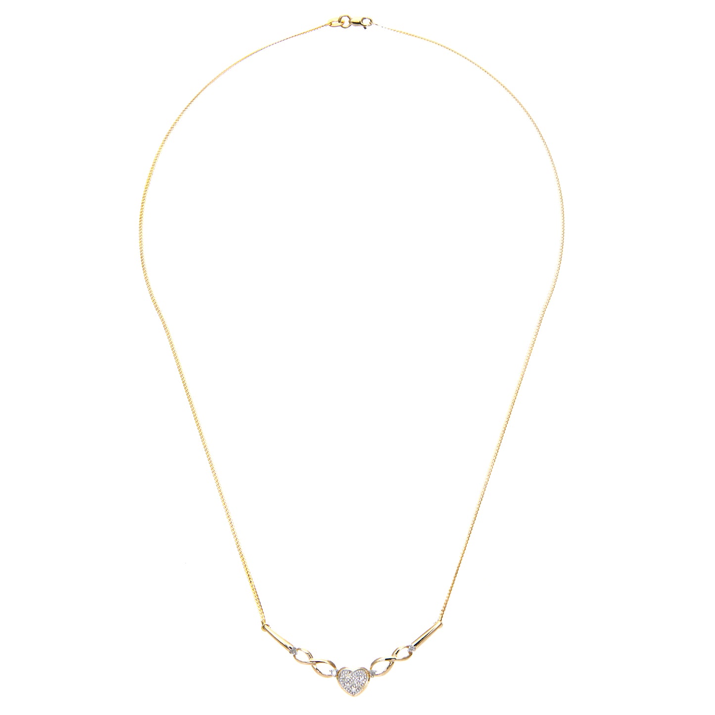 9ct Gold  Round 10pts Diamond Heart Lavalier Necklace 18 inch - PNEAXL01409Y