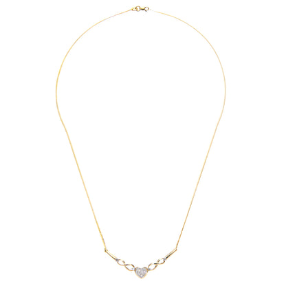 9ct Gold  Round 10pts Diamond Heart Lavalier Necklace 18 inch - PNEAXL01409Y