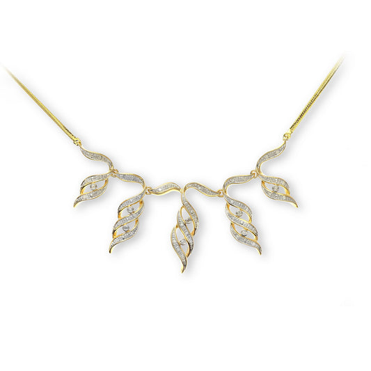 9ct Gold  Round 20pts Diamond Chandelier Lavalier Necklace 18 inch - PNEAXL01485Y