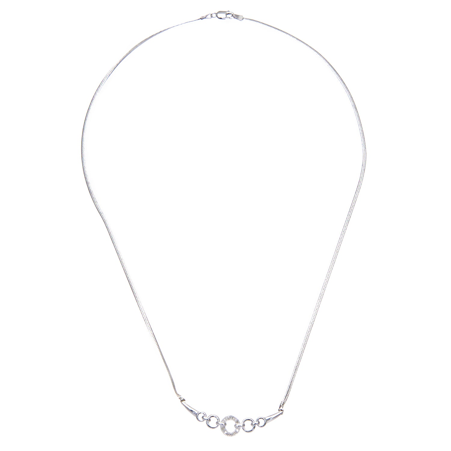 9ct White Gold  5pts Diamond Circle Lavalier Necklace 18 inch - PNEAXL01520W
