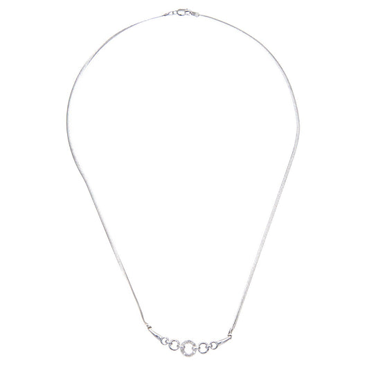 9ct White Gold  5pts Diamond Circle Lavalier Necklace 18 inch - PNEAXL01520W