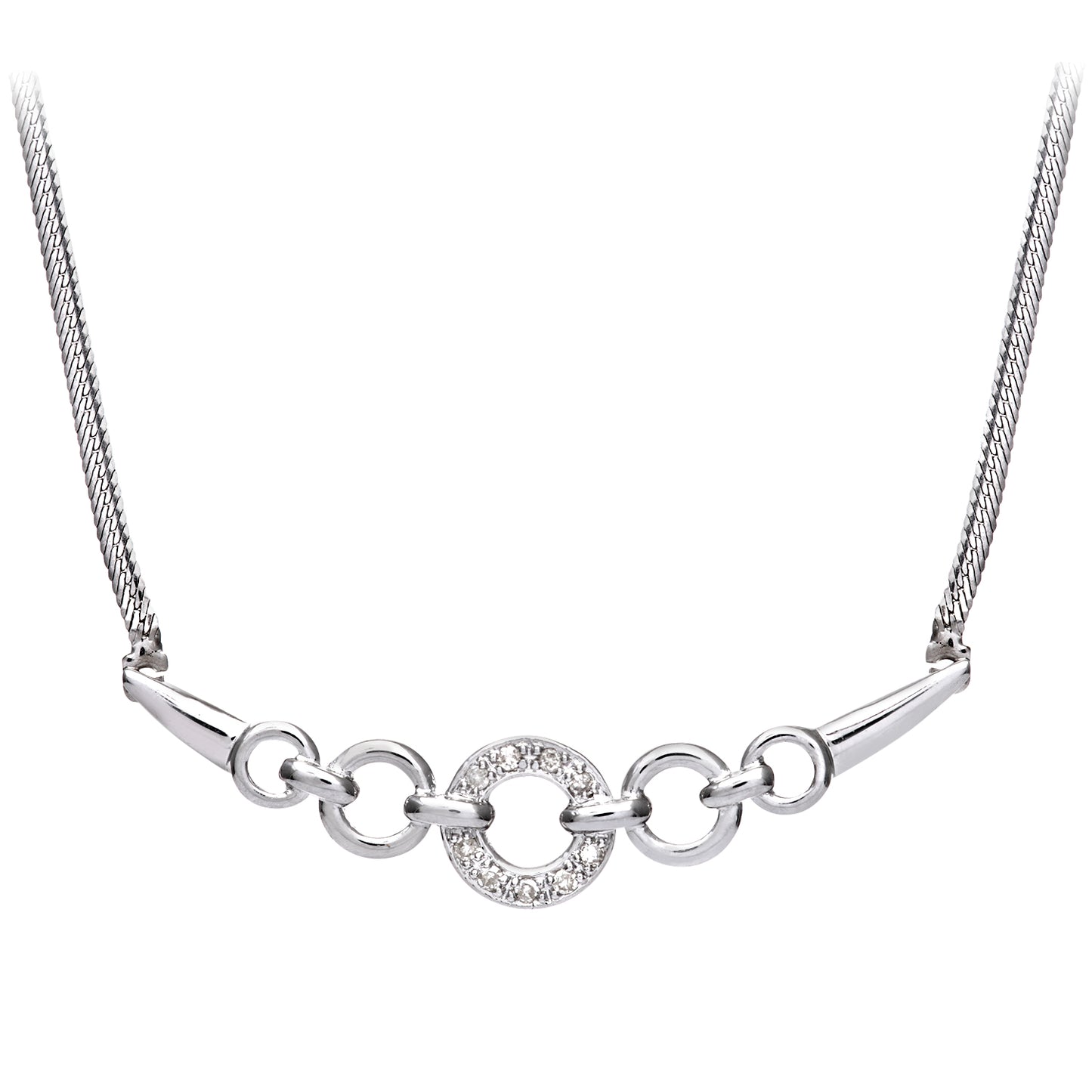 9ct White Gold  5pts Diamond Circle Lavalier Necklace 18 inch - PNEAXL01520W