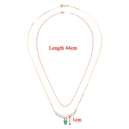 9ct Gold  Diamond Oval Emerald Teardrop Lavalier Necklace 18" - PNEAXL01524YEM