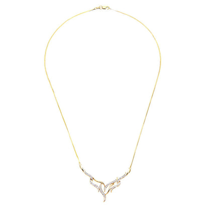 9ct Gold  Round 17pts Diamond Fire Wings Lavalier Necklace 18 inch - PNEAXL01553Y