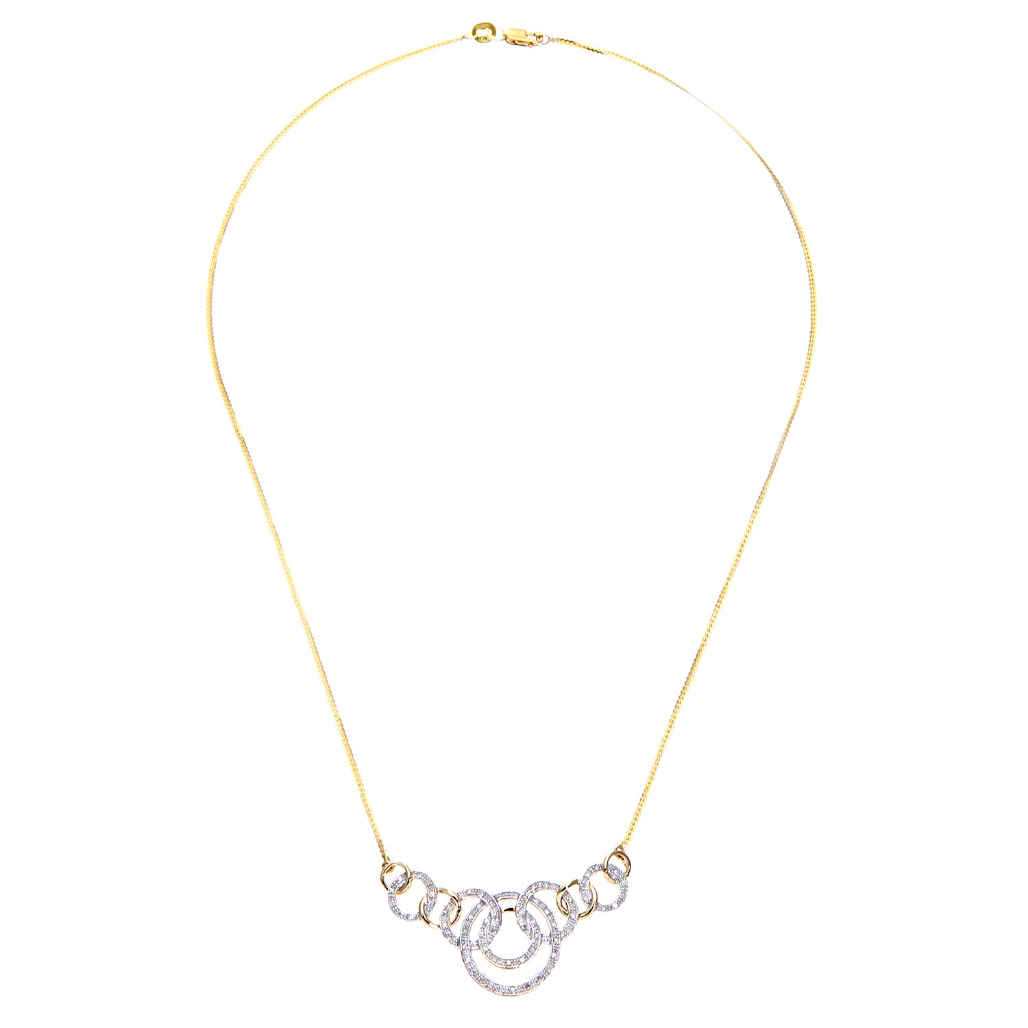 9ct Gold  Round 1/4ct Diamond Circle Lavalier Necklace 18 inch - PNEAXL01554Y