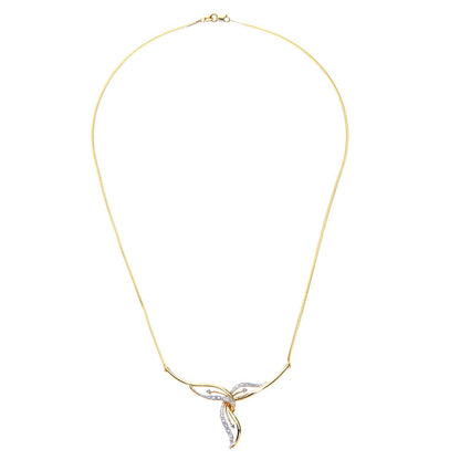 9ct Gold  10pts Diamond Cravat Scarf Tie Lavalier Necklace 18 inch - PNEAXL01615Y