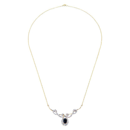 9ct Gold  Diamond Oval Sapphire Infinity Lavalier Necklace 18" - PNEAXL01689YSA