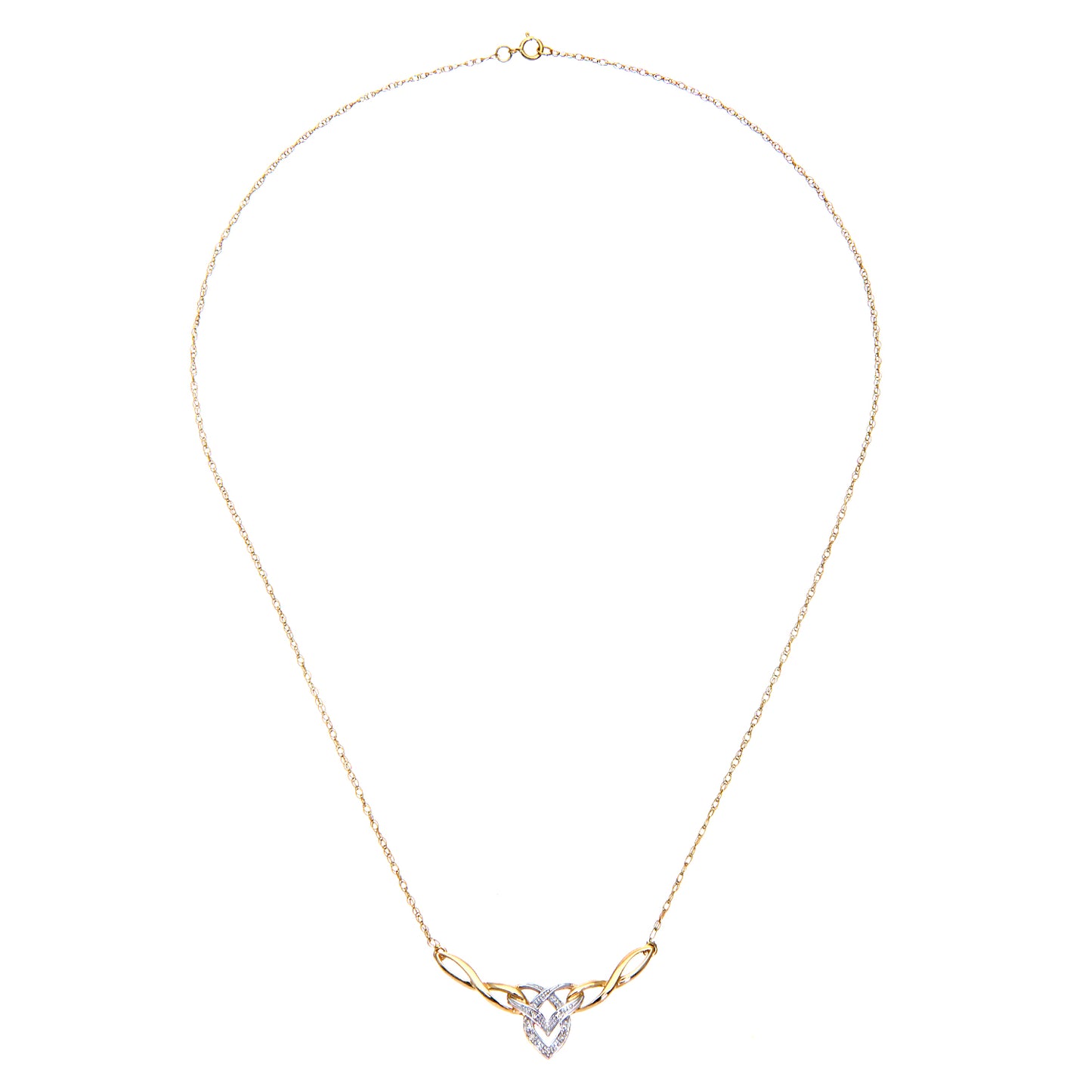 9ct Gold  Round 2pts Diamond Heart Lavalier Necklace 18 inch - PNEAXL01704Y