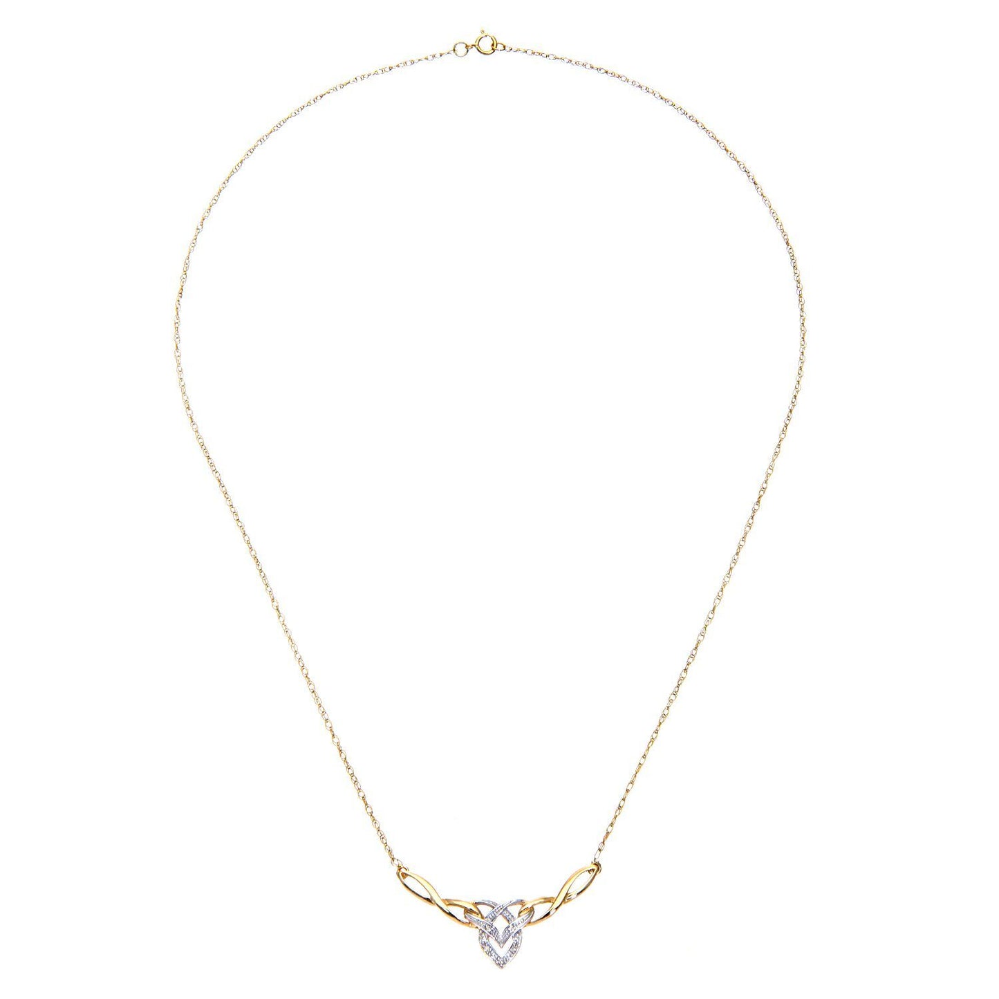 9ct Gold  Round 2pts Diamond Heart Lavalier Necklace 18 inch - PNEAXL01704Y