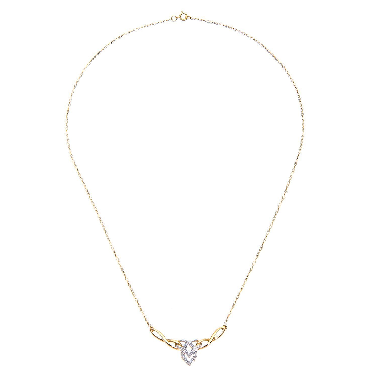 9ct Gold  Round 2pts Diamond Heart Lavalier Necklace 18 inch - PNEAXL01704Y