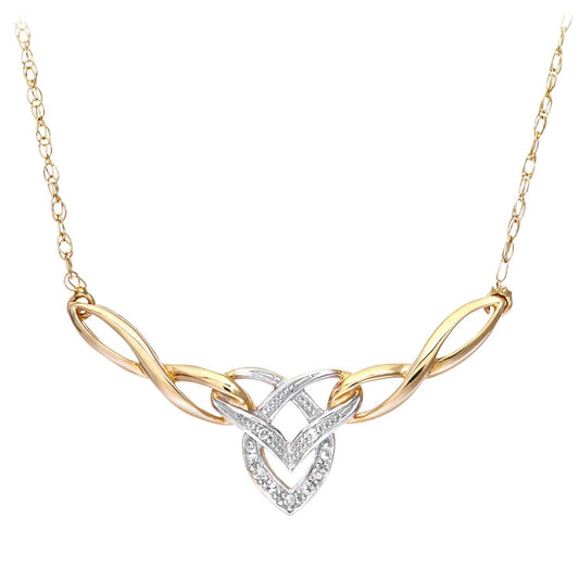 9ct Gold Round 2pts Diamond Heart Lavalier Necklace 18 inch - PNEAXL01704Y