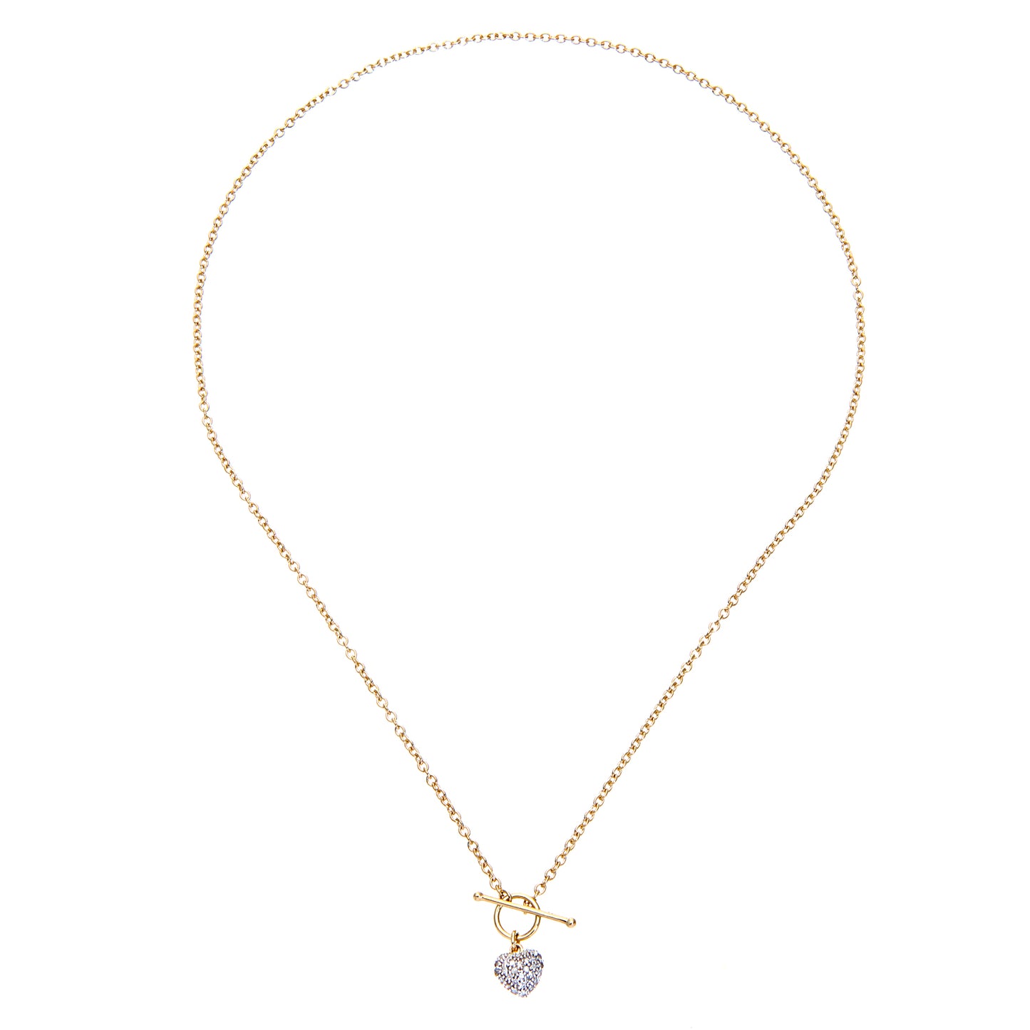 9ct Gold  Round 15pts Diamond Heart Lariat Necklace 18 inch - PNEAXL01713Y