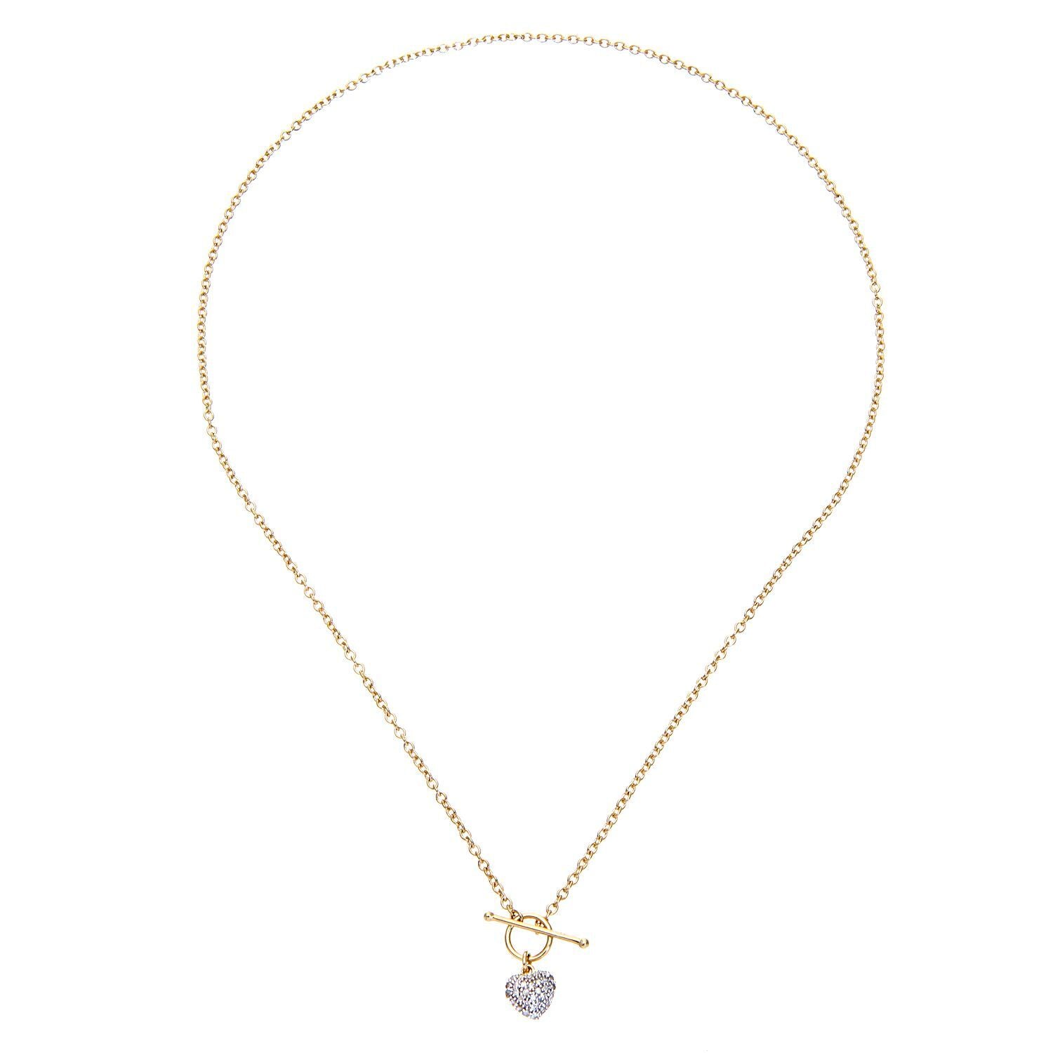 9ct Gold  Round 15pts Diamond Heart Lariat T-Bar Necklace 18 inch - PNEAXL01713Y