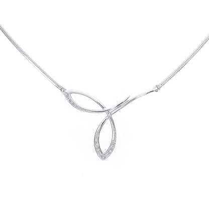 9ct White Gold  3pts Diamond Tri Arc Wishbone Lavalier Necklace 18 inch - PNEAXL01825W