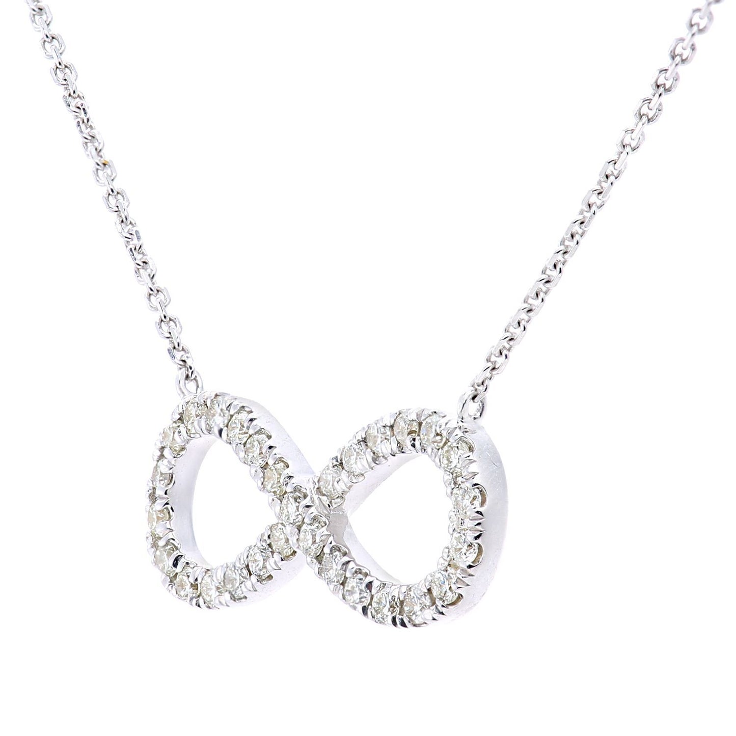 9ct White Gold  20pts Diamond Infinity Charm Necklace 18 inch - PNEAXL20032W