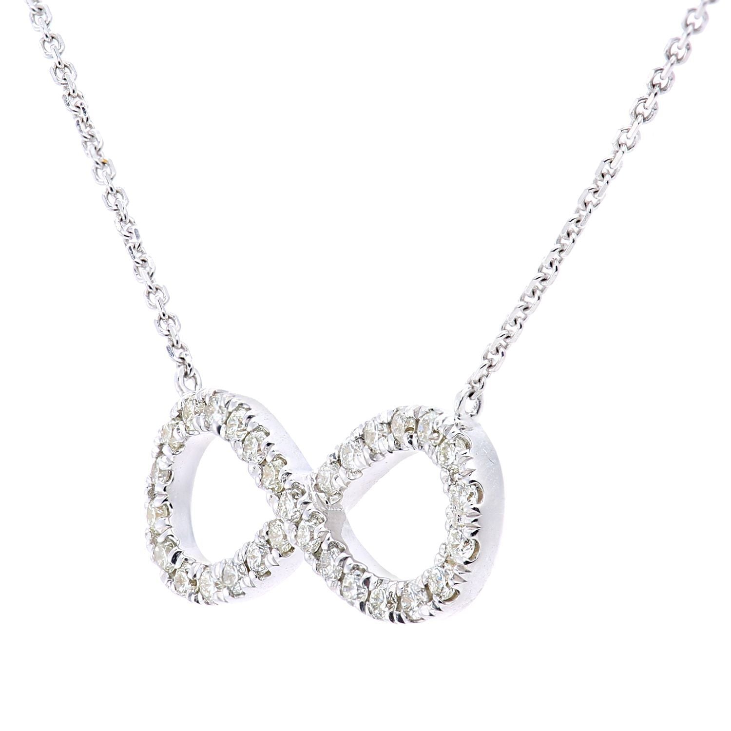 9ct White Gold  20pts Diamond Infinity Charm Necklace 18 inch - PNEAXL20032W