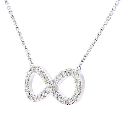 9ct White Gold  20pts Diamond Infinity Charm Necklace 18 inch - PNEAXL20032W