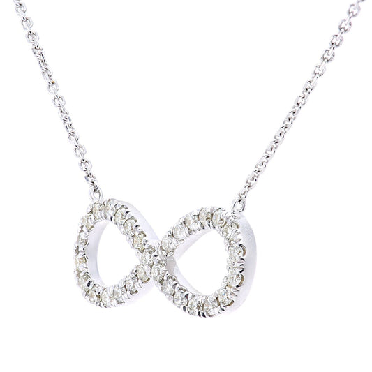 9ct White Gold  20pts Diamond Infinity Charm Necklace 18 inch - PNEAXL20032W