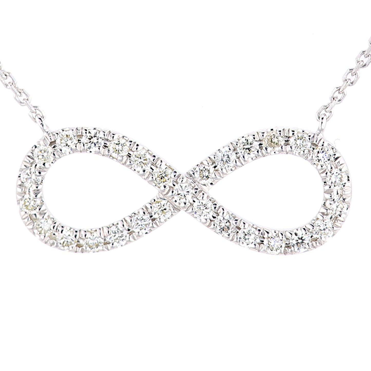9ct White Gold  20pts Diamond Infinity Charm Necklace 18 inch - PNEAXL20032W