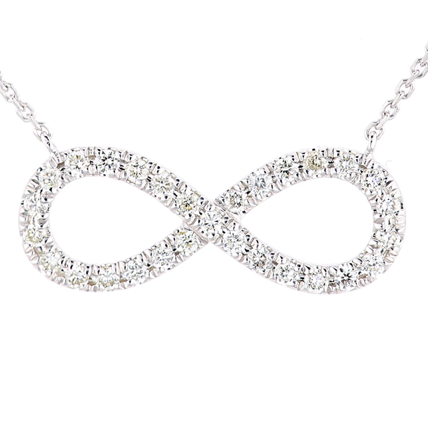 9ct White Gold  20pts Diamond Infinity Charm Necklace 18 inch - PNEAXL20032W