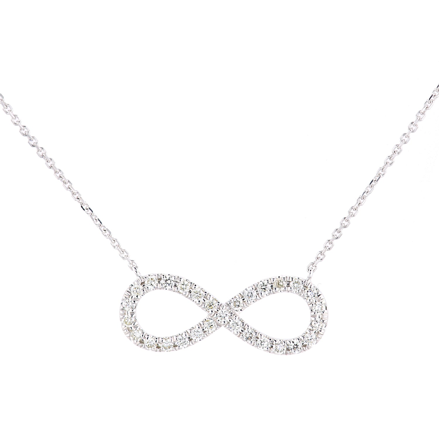 9ct White Gold  20pts Diamond Infinity Charm Necklace 18 inch - PNEAXL20032W