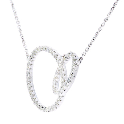 9ct White Gold  Round 1/3ct Diamond Circle Charm Necklace 18 inch - PNEAXL20034W