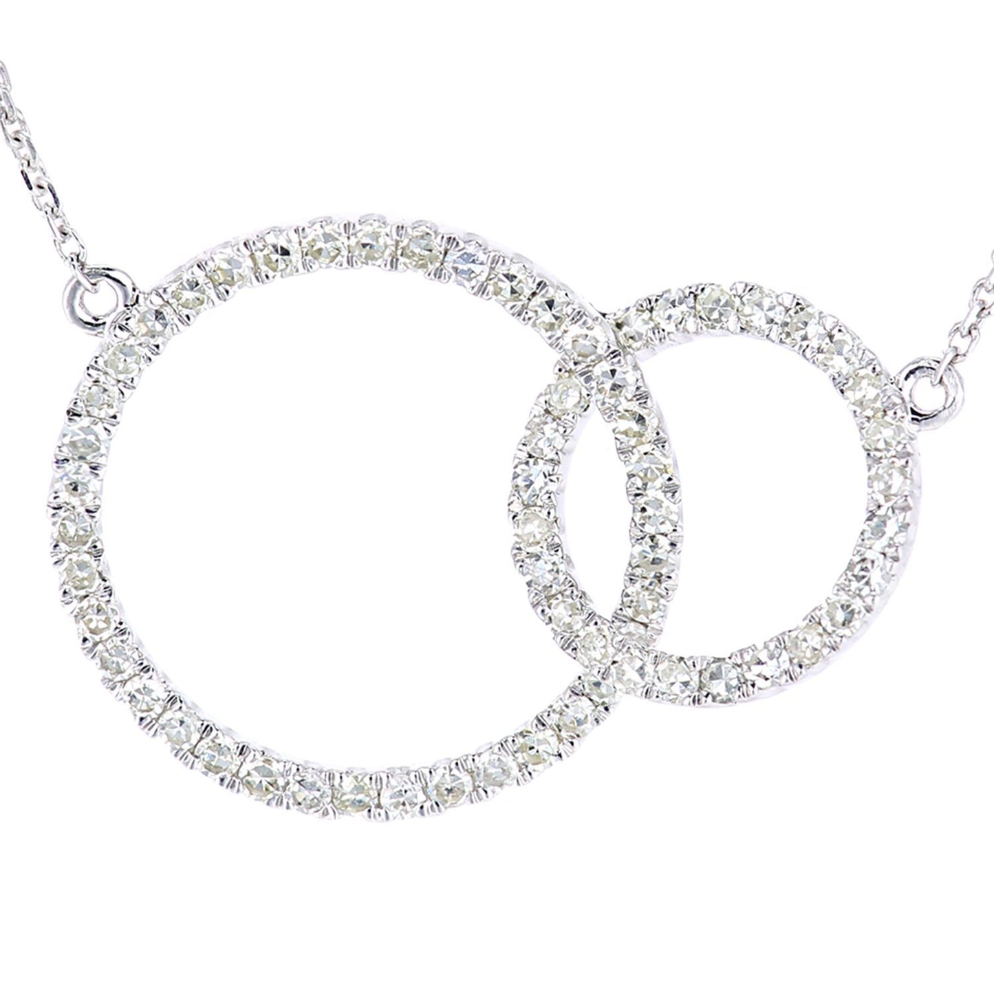 9ct White Gold  Round 1/3ct Diamond Circle Charm Necklace 18 inch - PNEAXL20034W