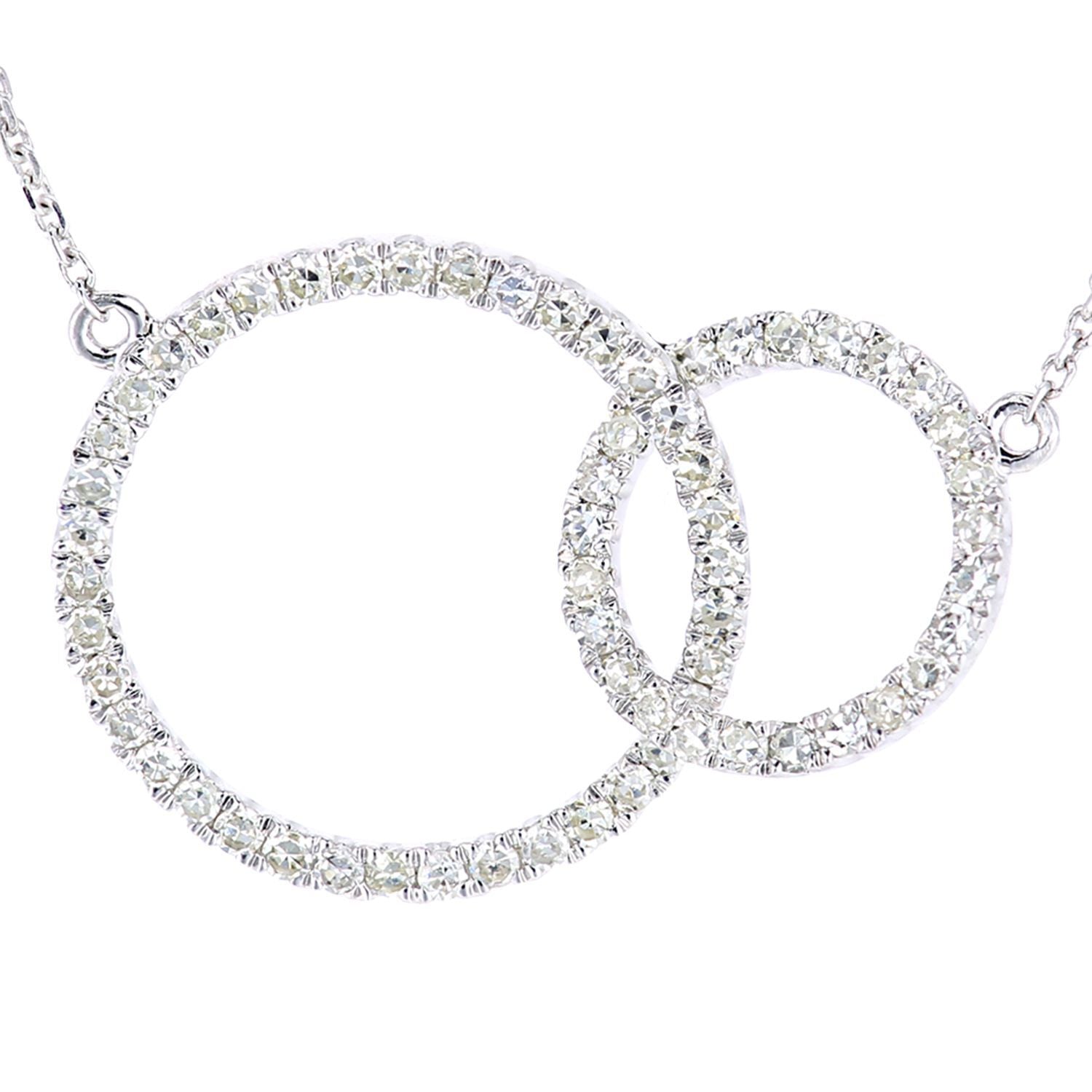 9ct White Gold  Round 1/3ct Diamond Circle Charm Necklace 18 inch - PNEAXL20034W