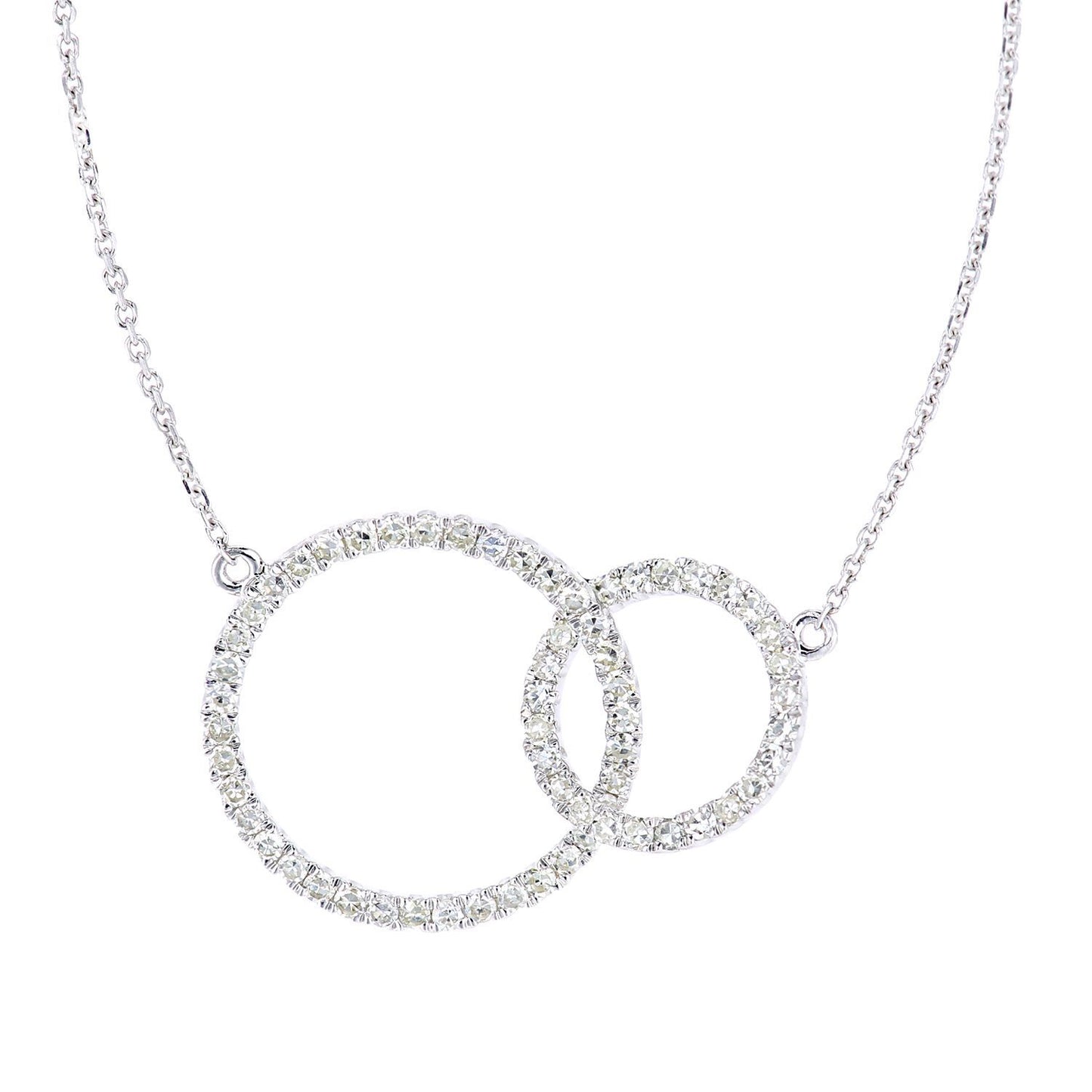 9ct White Gold  Round 1/3ct Diamond Circle Charm Necklace 18 inch - PNEAXL20034W